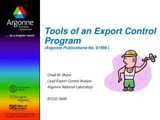 Tools of an Export Control Program (Argonne Publications No. 61998 )