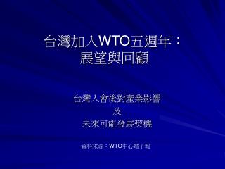台灣加入 WTO 五週年： 展望與回顧