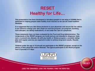 RESET Healthy for Life…