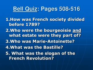 Bell Quiz : Pages 508-516
