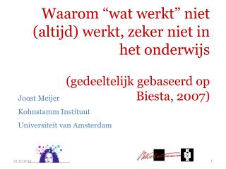 Joost Meijer Kohnstamm Instituut Universiteit van Amsterdam