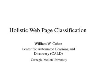 Holistic Web Page Classification