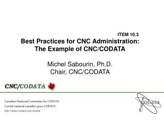 Canadian National Committee for CODATA Comité national canadien pour CODATA