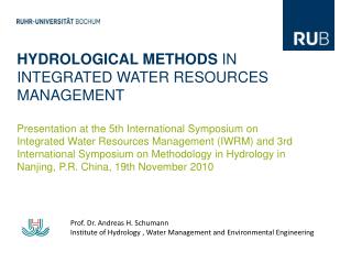 HYDROLOGICAL METHODS IN INTEGRATED WATER RESOURCES MANAGEMENT