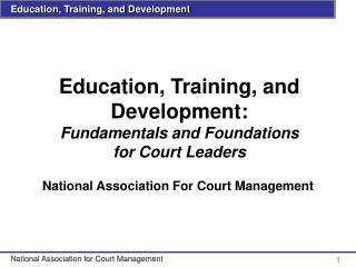Education, Training, and Development: Fundamentals and Foundations for Court Leaders