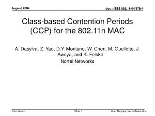 Class-based Contention Periods (CCP) for the 802.11n MAC