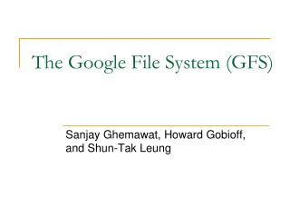 The Google File System (GFS)