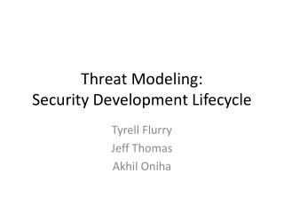 Threat Modeling: Security Development Lifecycle