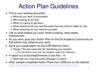 Action Plan Guidelines