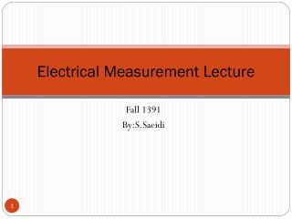 Electrical Measurement Lecture