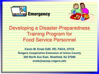 Developing a Disaster-Preparedness Training Program for Food Service Personnel