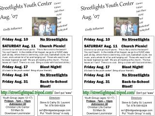 Streetlights Youth Center Aug. ‘07