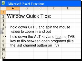 Window Quick Tips:
