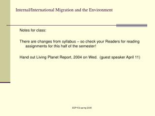 Internal/International Migration and the Environment