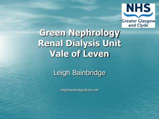 Green Nephrology Renal Dialysis Unit Vale of Leven