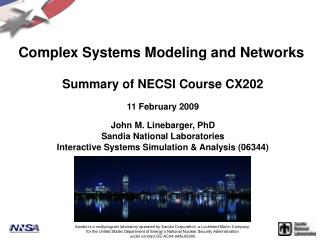 Complex Systems Modeling and Networks