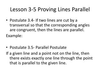 Lesson 3-5 Proving Lines Parallel