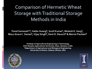 Comparison of Hermetic Wheat Storage with Traditional Storage Methods in India