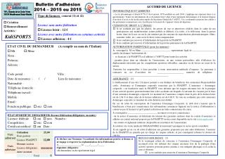 Bulletin d’adhésion 2014 – 2015 ou 2015