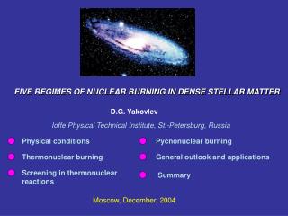 FIVE REGIMES OF NUCLEAR BURNING IN DENSE STELLAR MATTER