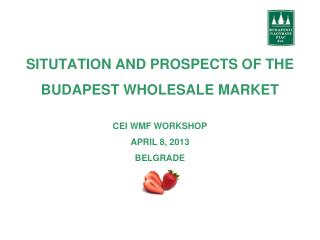 SITUTATION AND PROSPECTS OF THE BUDAPEST WHOLESALE MARKET CEI WMF WORKSHOP APRIL 8, 2013 BELGRADE