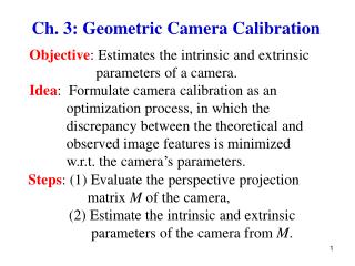 Ch. 3: Geometric Camera Calibration