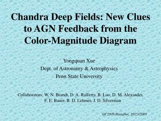 Chandra Deep Fields: New Clues to AGN Feedback from the Color-Magnitude Diagram