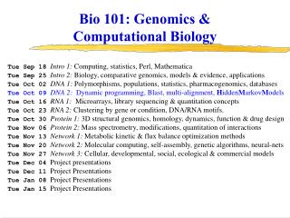 Bio 101: Genomics &amp; Computational Biology