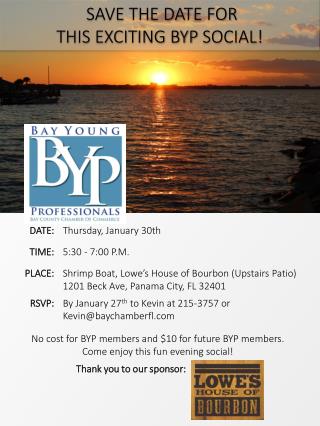No cost for BYP members and $10 for future BYP members . Come enjoy this fun evening social!