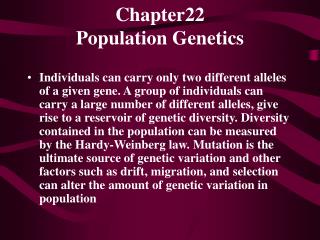 Chapter22 Population Genetics