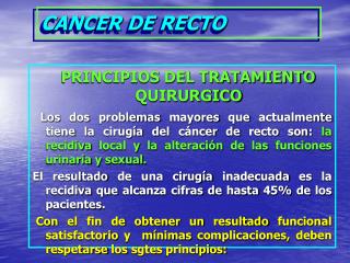 CANCER DE RECTO