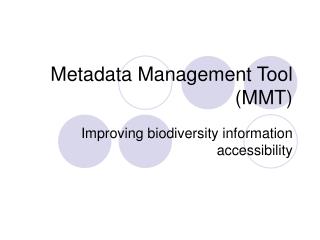 Metadata Management Tool (MMT)