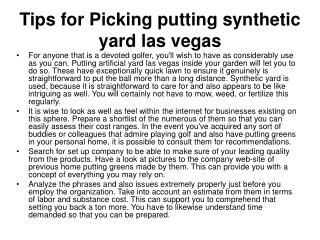 Tips for Picking putting synthetic yard las vegas