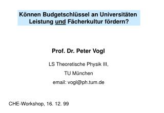 Prof. Dr. Peter Vogl