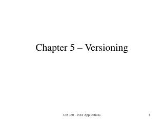 Chapter 5 – Versioning