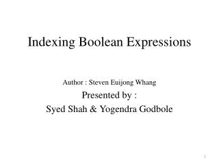 Indexing Boolean Expressions