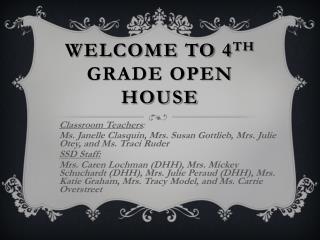 Welcome to 4 th Grade Open House