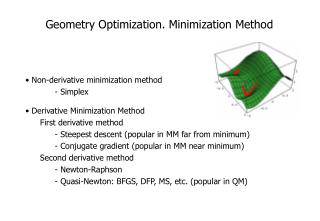 Geometry Optimization. Minimization Method