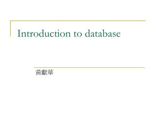 Introduction to database