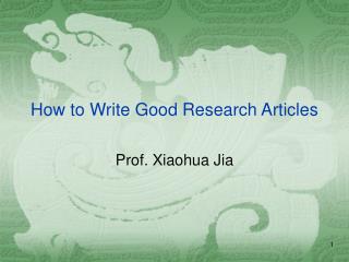 How to Write Good Research Articles