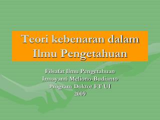 Teori kebenaran dalam Ilmu Pengetahuan