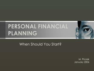 PERSONAL FINANCIAL PLANNING