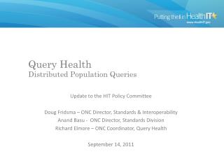 Query Health Distributed Population Queries