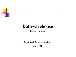 Datawarehouse Gross Seminar Mahdiyeh Motaghian-Jam 26.11.01