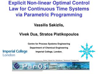Explicit Non-linear Optimal Control Law for Continuous Time Systems via Parametric Programming