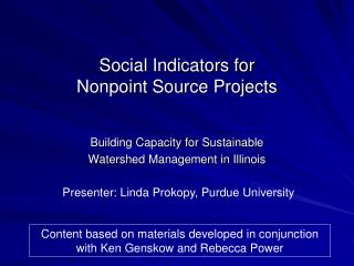 Social Indicators for Nonpoint Source Projects