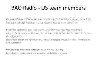 BAO Radio - US team members