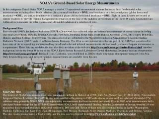 NOAA ’ s Ground-Based Solar Energy Measurements