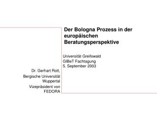 Der Bologna Prozess in der europäischen Beratungsperspektive