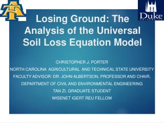 Losing Ground: The Analysis of the Universal Soil Loss Equation Model